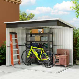 Outsunny 8.5' x 6' Galvanised Steel Outdoor Storage Shed, Garden Shed with Window, Lockable Wide Doors and Air Vents, Dark Grey - Image 9