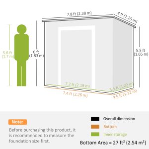 Outsunny 8' x 4' Resin Outdoor Storage Shed with Floor, Window, Lockable Doors and Vents for Backyard Patio Lawn, Light Grey - Image 12