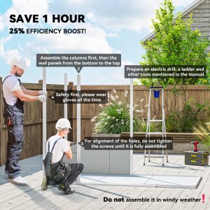 Outsunny 8' x 4' Resin Outdoor Storage Shed with Floor, Window, Lockable Doors and Vents for Backyard Patio Lawn, Light Grey - Image 13