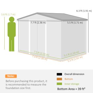 Outsunny 8' x 6' Outdoor Storage Shed, Metal Garden Tool Storage House with Lockable Sliding Doors and Vents for Backyard Patio Lawn, Dark Brown - Image 3