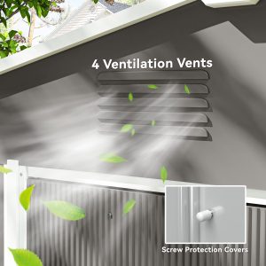 Outsunny 8' x 6' Outdoor Storage Shed, Metal Garden Tool Storage House with Lockable Sliding Doors and Vents for Backyard Patio Lawn, Light Grey - Image 6