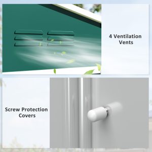 Outsunny 8' x 6' Outdoor Storage Shed, Metal Garden Tool Storage House with Lockable Sliding Doors and Vents, Green - Image 6