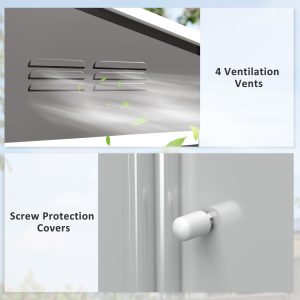 Outsunny 8' x 6' Outdoor Storage Shed, Metal Garden Tool Storage House with Lockable Sliding Doors and Vents, Light Grey - Image 6