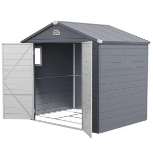 Outsunny 8' x 6' Plastic Garden Storage Shed with Latch Door, Vents, Sloped Roof, Dark Grey - Image 2