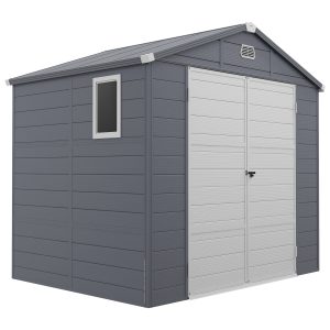 Outsunny 8' x 6' Plastic Garden Storage Shed with Latch Door, Vents, Sloped Roof, Dark Grey - Image 11