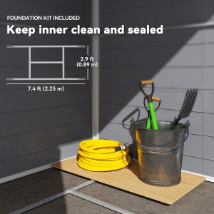 Outsunny 8' x 6' Plastic Garden Storage Shed with Latch Door, Vents, Sloped Roof, Dark Grey - Image 7