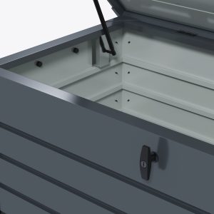 Outsunny 82 Gallon Garden Storage Box, Waterproof Outdoor Storage Container with Wheels and Handles, Dark Grey - Image 9