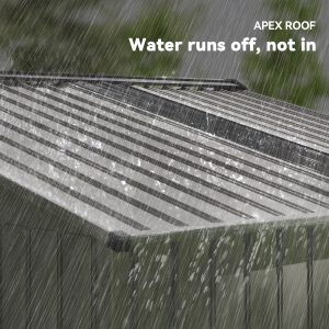 Outsunny 9.1' x 6.4' x 6.3' Garden Storage Shed w/ Foundation Kit Metal Tool Storage House w/ Double Doors Grey - Image 9