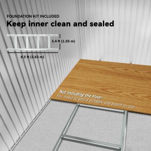 Outsunny 9.1'x6.4'x6.3' Garden Storage Shed w/ Floor Foundation Metal Tool Storage House w/ Double Doors Dark Grey Yellow - Image 6