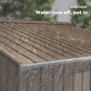 Outsunny 9.1'x6.4'x6.3' Garden Storage Shed w/ Floor Foundation Metal Tool Storage House w/ Double Doors Dark Grey Yellow - Image 7