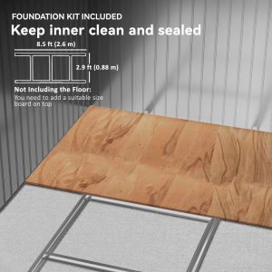 Outsunny 9.1'x6.4'x6.3' Garden Storage Shed w/ Foundation Kit Metal Tool Storage House w/ Double Doors Brown - Image 6