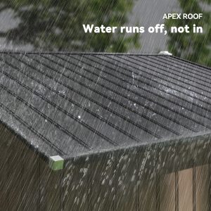 Outsunny 9.1'x6.4'x6.3' Garden Storage Shed w/ Foundation Kit Metal Tool Storage House w/ Double Doors Brown - Image 7