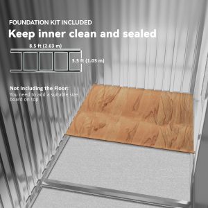 Outsunny 9.1'x6.4'x6.3' Garden Storage Shed w/ Foundation Kit Metal Tool Storage House w/ Double Doors Dark Grey - Image 6