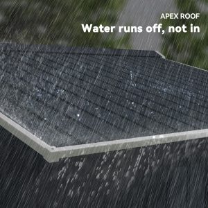 Outsunny 9.1'x6.4'x6.3' Garden Storage Shed w/ Foundation Kit Metal Tool Storage House w/ Double Doors Dark Grey - Image 7