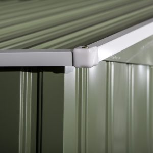 Outsunny 9.1'x6.4'x6.3' Garden Storage Shed w/ Foundation Kit Metal Tool Storage House w/ Double Doors Light Green - Image 11