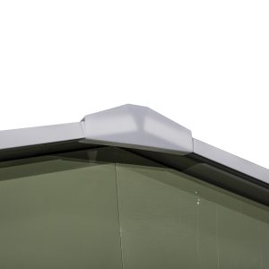 Outsunny 9.1'x6.4'x6.3' Garden Storage Shed w/ Foundation Kit Metal Tool Storage House w/ Double Doors Light Green - Image 12