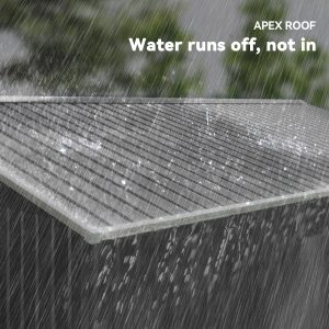 Outsunny 9' x 10.6' Garden Storage Shed w/ Foundation Kit Metal Tool Storage House w/ Double Doors Light Grey - Image 7