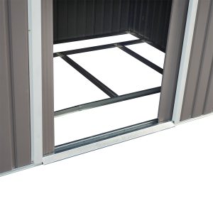 Outsunny 9x6 Galvanized Steel Ventilated Garden Storage Shed with Double Doors, Foundation Kit, Grey - Image 11
