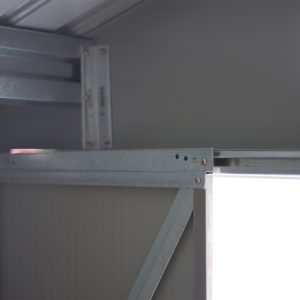 Outsunny 9x6 Galvanized Steel Ventilated Garden Storage Shed with Double Doors, Foundation Kit, Grey - Image 13