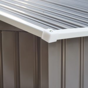 Outsunny 9x6 Galvanized Steel Ventilated Garden Storage Shed with Double Doors, Foundation Kit, Grey - Image 14