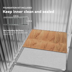 Outsunny 9x6 Galvanized Steel Ventilated Garden Storage Shed with Double Doors, Foundation Kit, Grey - Image 6