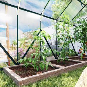 Outsunny Aluminium Greenhouse Polycarbonate Walk-in Garden Greenhouse Kit with Adjustable Roof Vent, 8 x 12ft, Green - Image 19
