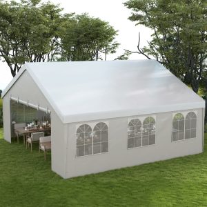 Outsunny Heavy Duty Party Tent, 19.5' x 19' Large Sun Shade Canopy Tent for Parties, Events, BBQ Grill, White - Image 1