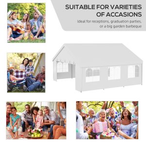 Outsunny Heavy Duty Party Tent, 19.5' x 19' Large Sun Shade Canopy Tent for Parties, Events, BBQ Grill, White - Image 12