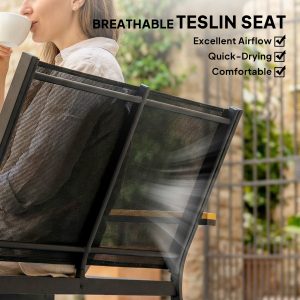 Outsunny Outdoor 4 Piece Set Patio Furniture with Sofa, Tempered Glass Tabletop for Garden Backyard Porch, Black - Image 5