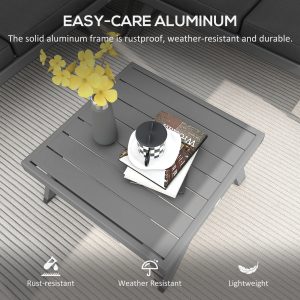 Outsunny Outdoor Corner Garden Set, Convertible 4-Piece Furniture with 2 Sofas, 1 Corner Chair, and 1 Coffee Table, Grey - Image 4