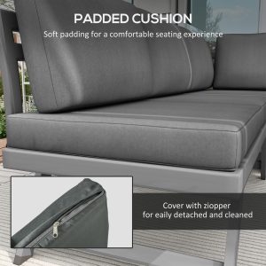 Outsunny Outdoor Corner Garden Set, Convertible 4-Piece Furniture with 2 Sofas, 1 Corner Chair, and 1 Coffee Table, Grey - Image 5