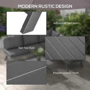 Outsunny Outdoor Corner Garden Set, Convertible 4-Piece Furniture with 2 Sofas, 1 Corner Chair, and 1 Coffee Table, Grey - Image 7