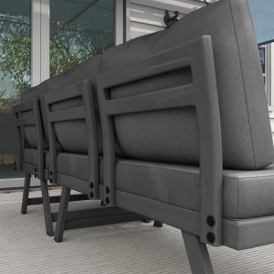 Outsunny Outdoor Corner Garden Set, Convertible 4-Piece Furniture with 2 Sofas, 1 Corner Chair, and 1 Coffee Table, Grey - Image 10