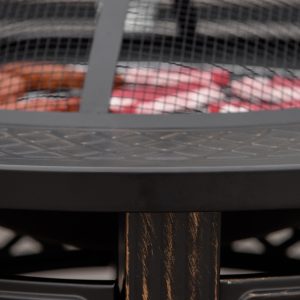 Outsunny Outdoor Fire Pit, Firepit with Grill Net, Mesh Lid, Poker, for Camping, Bonfire, Picnic, Bronze - Image 9