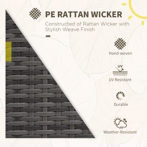 Outsunny Outdoor Furniture with Table, Wicker Furniture with Loveseat and 2 Chair for Garden, Poolside, Grey - Image 4