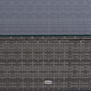 Outsunny Outdoor Furniture with Table, Wicker Furniture with Loveseat and 2 Chair for Garden, Poolside, Grey - Image 9