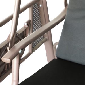 Outsunny Outdoor Patio 3-Person Steel Canopy Cushioned Seat Bench Swing with Included Side Trays & Padded Comfort, Black - Image 10