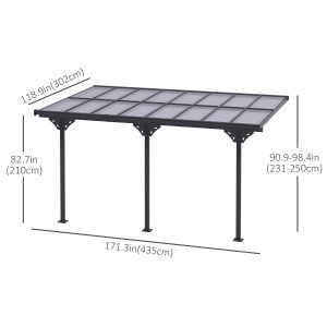 Outsunny Outdoor Pergola with Adjustable Height, 14ft x 10ft Outdoor Hardtop Pergola Gazebo, Restaurants & Homes, Grey - Image 3