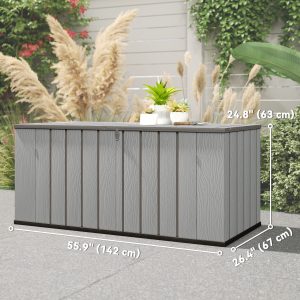 Outsunny Outdoor Storage Box Large Capacity Deck Box with Lockable Lid Gas Struts for Patio Garden 125.5 gal Grey - Image 3
