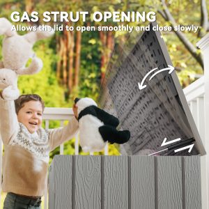 Outsunny Outdoor Storage Box Large Capacity Deck Box with Lockable Lid Gas Struts for Patio Garden 125.5 gal Grey - Image 5