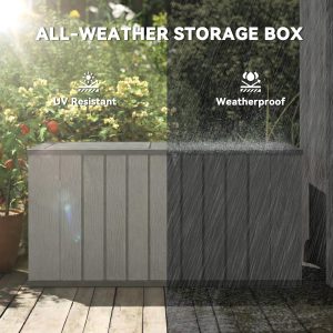 Outsunny Outdoor Storage Box Large Capacity Deck Box with Lockable Lid Gas Struts for Patio Garden 125.5 gal Grey - Image 7