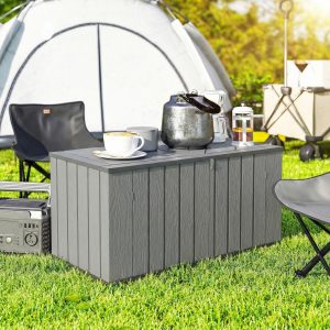Outsunny Outdoor Storage Box Large Capacity Deck Box with Lockable Lid Gas Struts for Patio Garden 125.5 gal Grey - Image 10