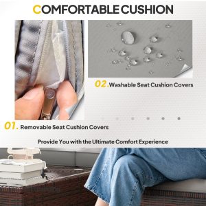 Outsunny Patio Furniture w/ Soft Cushions, Corner Sofa Sets, Grey - Image 5