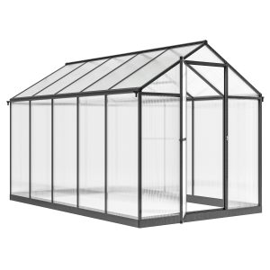 Outsunny Polycarbonate Greenhouse, Aluminum Walk-In Green House Kit Garden, 6' x 10' x 6.4', Charcoal Grey - Image 19