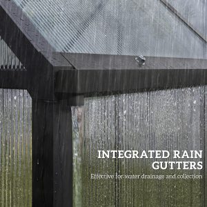 Outsunny Polycarbonate Greenhouse with Swing Door and Adjustable Window, Walk-in Greenhouse with Rain Gutter, 6 x 6.5ft, Black - Image 10