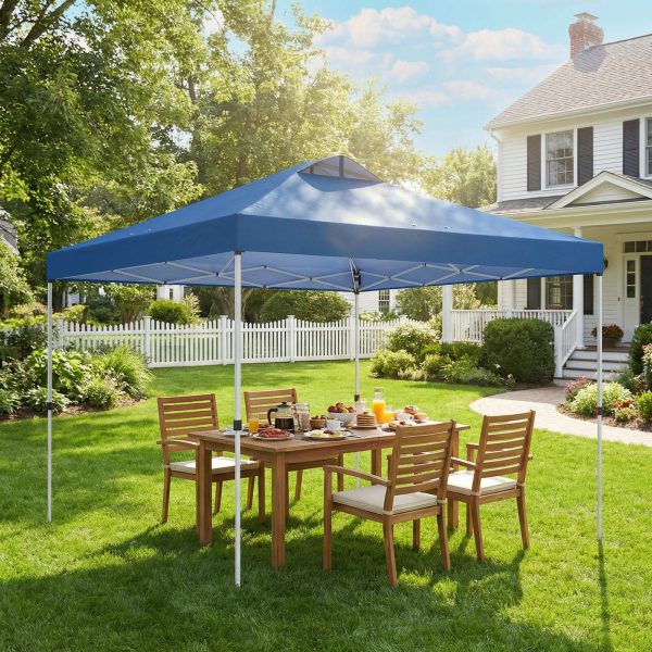 Outsunny Pop Up Canopy Waterproof Canopy Tent with Carrying Bag for Parties Garden BBQs 9.8' x 9.8', Blue - Image 1