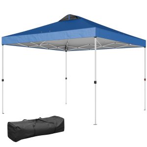 Outsunny Pop Up Canopy Waterproof Canopy Tent with Carrying Bag for Parties Garden BBQs 9.8' x 9.8', Blue - Image 2