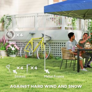 Outsunny Pop Up Canopy Waterproof Canopy Tent with Carrying Bag for Parties Garden BBQs 9.8' x 9.8', Blue - Image 5