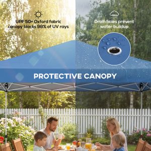 Outsunny Pop Up Canopy Waterproof Canopy Tent with Carrying Bag for Parties Garden BBQs 9.8' x 9.8', Blue - Image 6