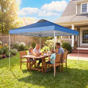 Outsunny Pop Up Canopy Waterproof Canopy Tent with Carrying Bag for Parties Garden BBQs 9.8' x 9.8', Blue - Image 9